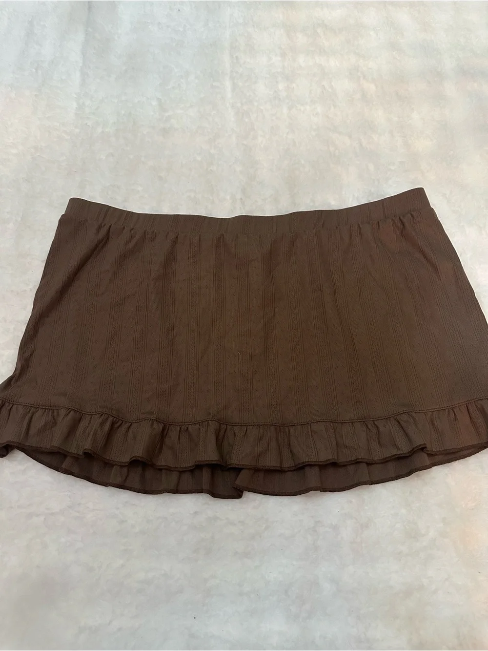 New! Frankie's Bikinis x PINK Brown Ruffle Hem Swim Coverup Skirt 9074